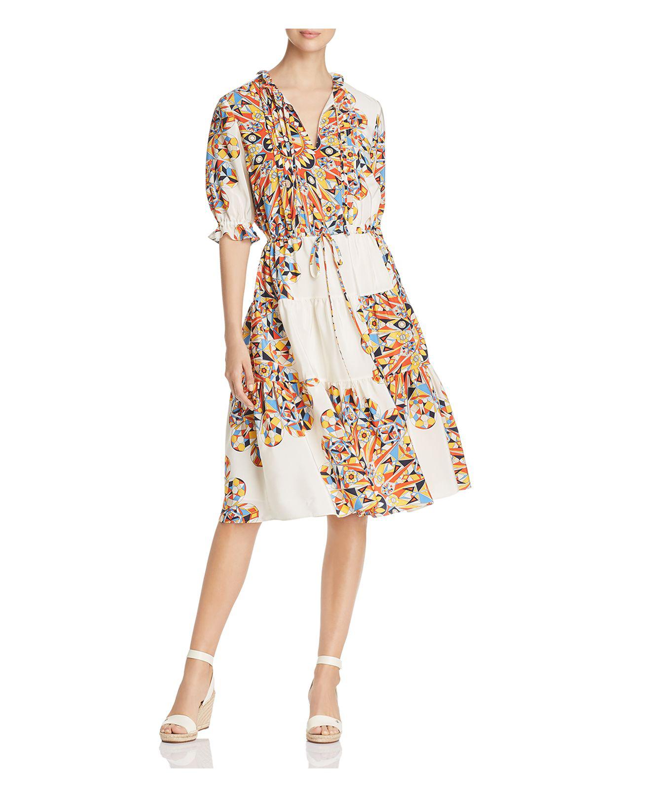 Lyst - Tory Burch Arabella Printed Silk Ruffle Dress Tory Burch. Women's Arabella Printed Silk Ruffle Dress