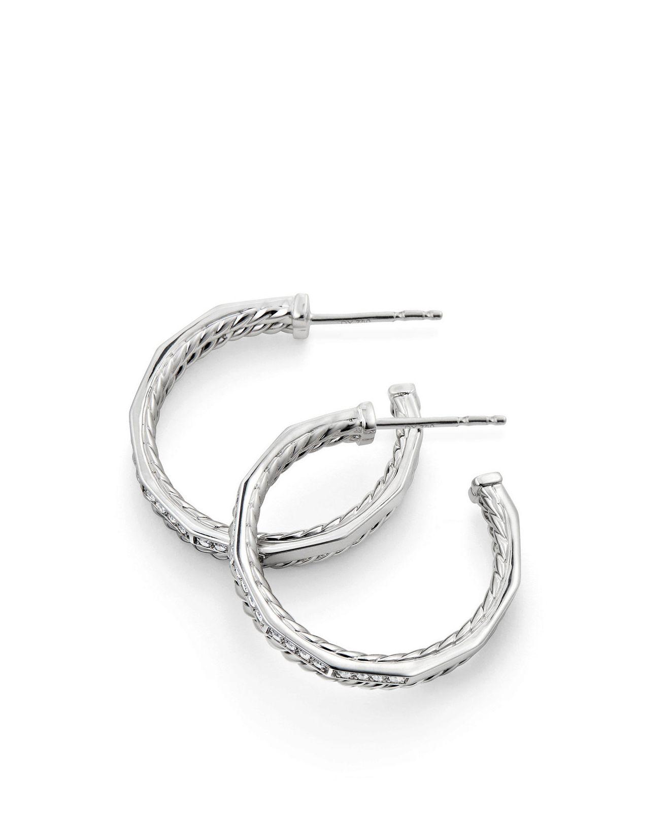 Lyst David Yurman Stax Hoop Earrings With Diamonds In 18k White Gallery