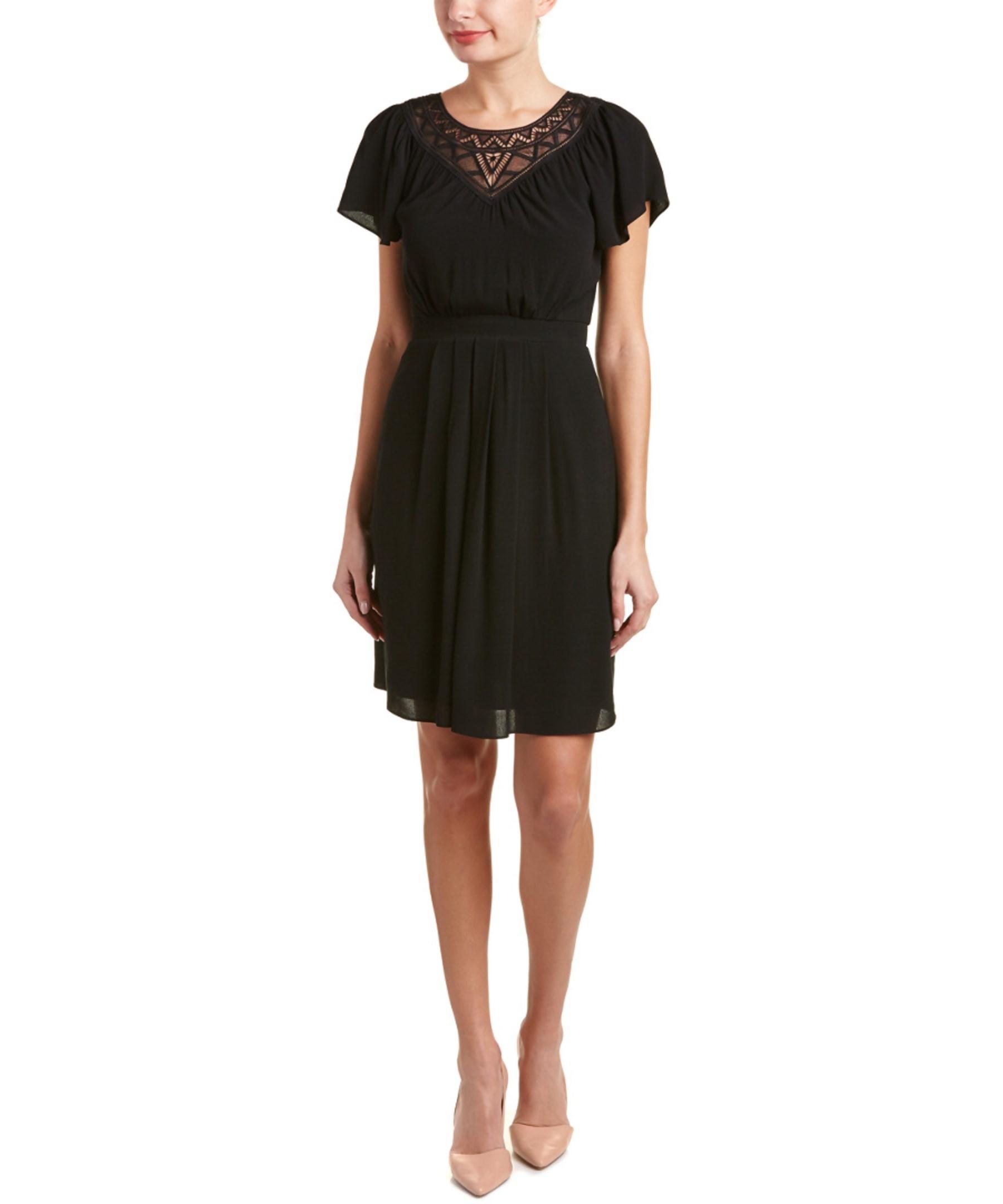 Pleated A-Line Dress Black