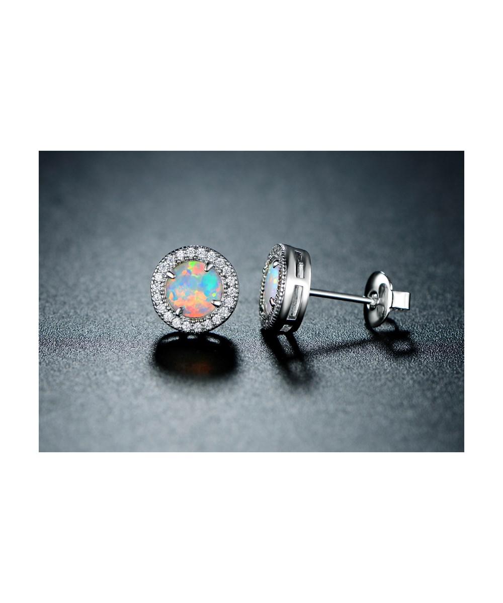 Lyst Rmont 18k White Gold Plated Fire Opal Cubic Rmont Women S Metallic 18k White Gold Plated Fire Opal Cubic Zirconia Stud Earrings