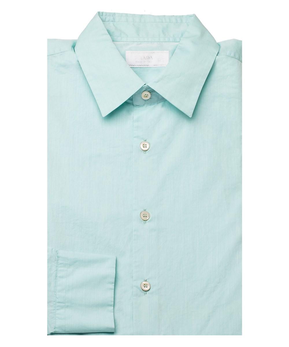 Prada Men S Semi Spread Collar Cotton Dress Shirt Aqua In Blue For Prada Blue Men S Semi Spread Collar Cotton Dress Shirt Aqua
