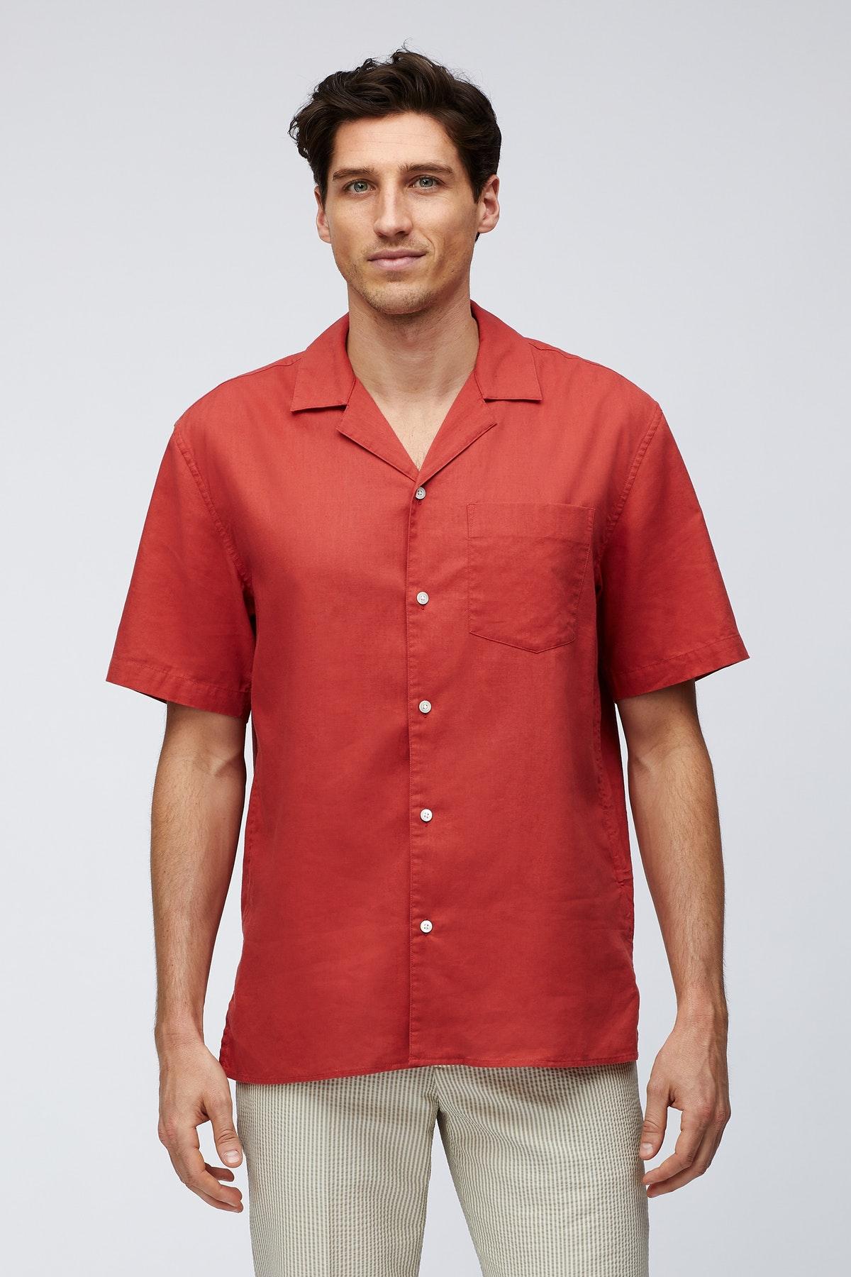 Bonobos Cotton Relaxed Fit Camp Collar Shirt in Red for Men - Lyst
