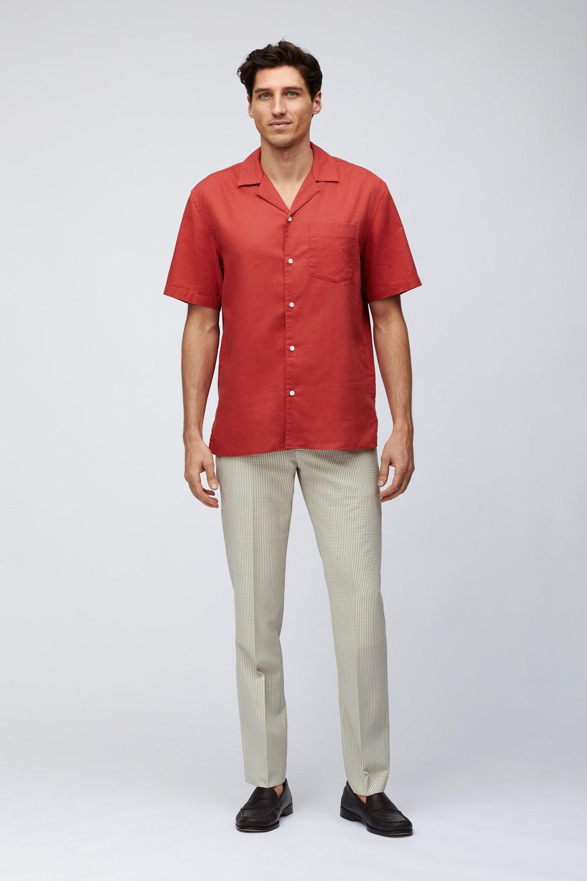 Bonobos Cotton Relaxed Fit Camp Collar Shirt in Red for Men Lyst
