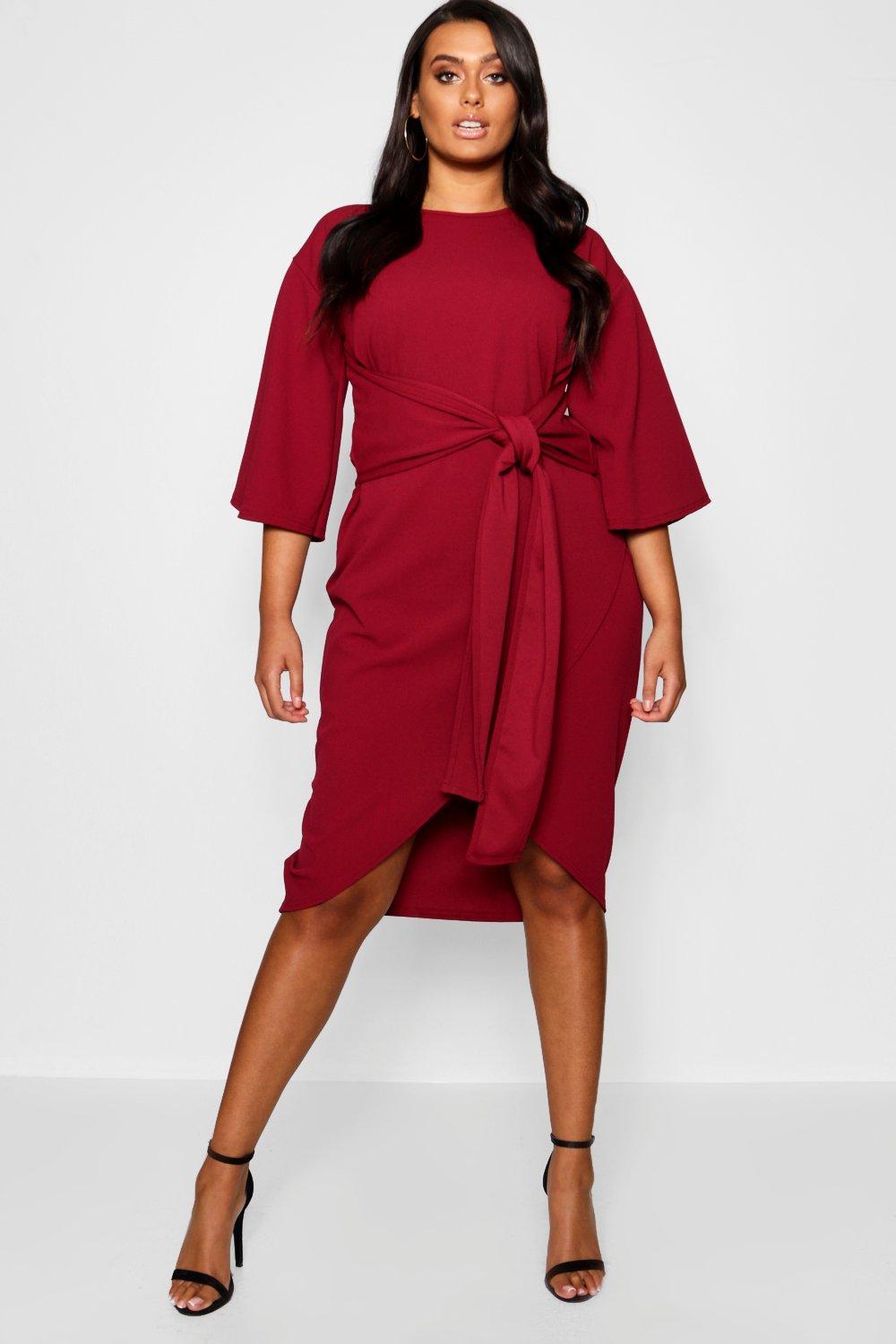 plus size midi wrap dress
