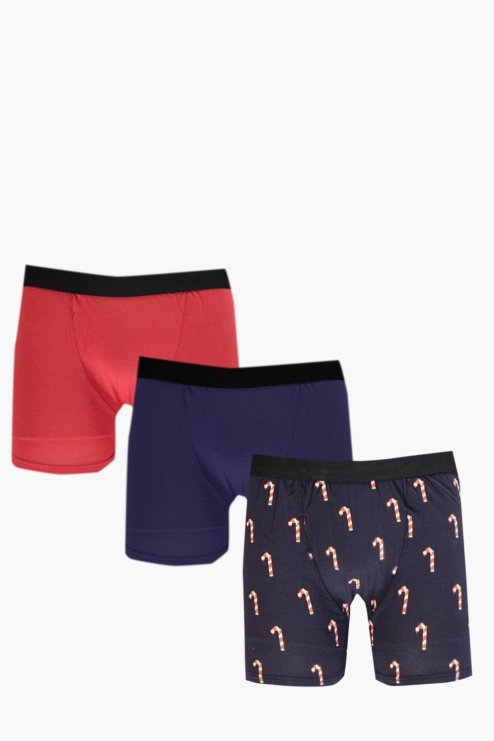 Boohoo 3 Pack Candy Cane Christmas Boxers in Blue for Men Lyst