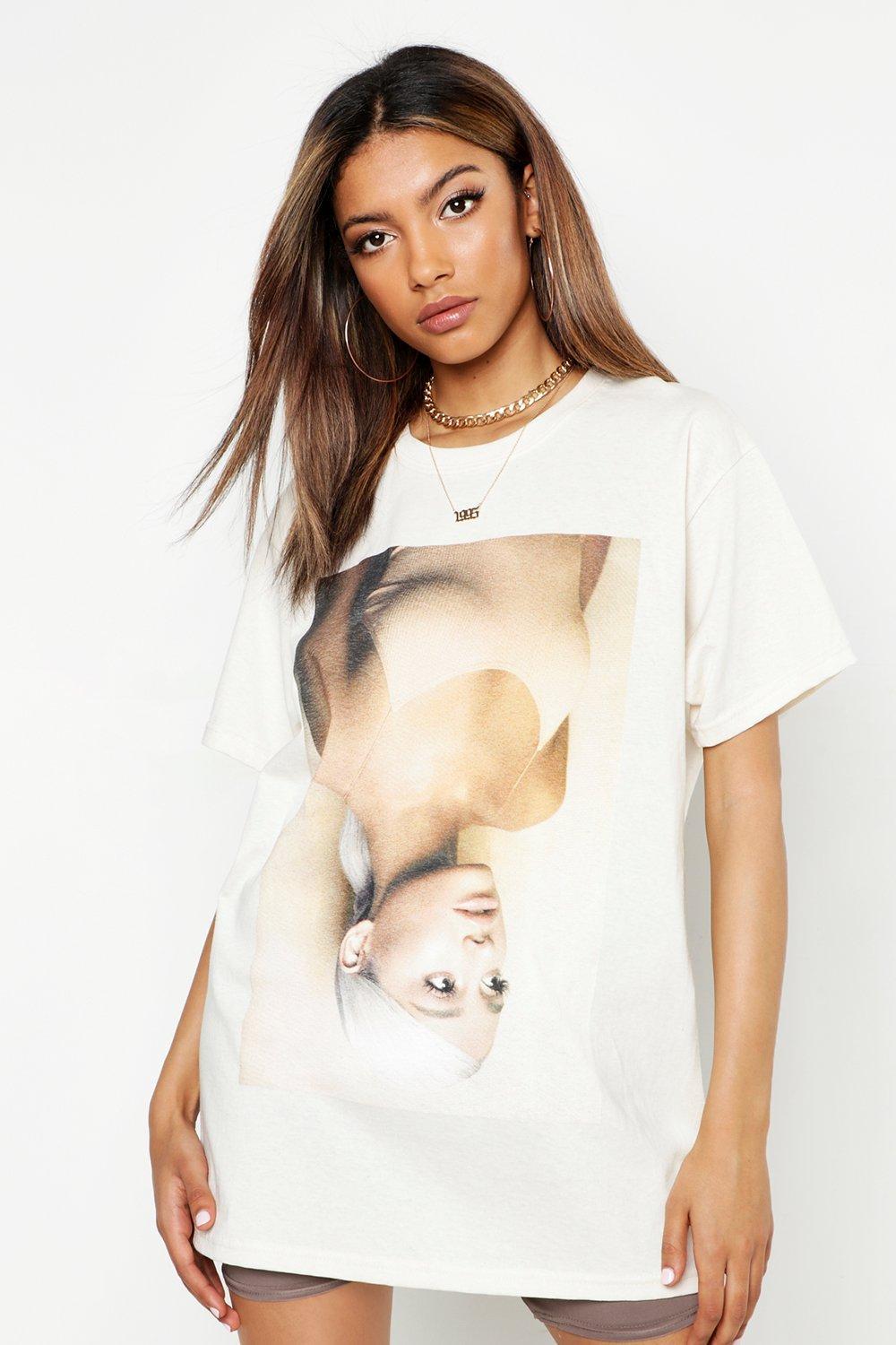 Lyst - Boohoo Ariana Grande Oversized Licenced T-shirt in White