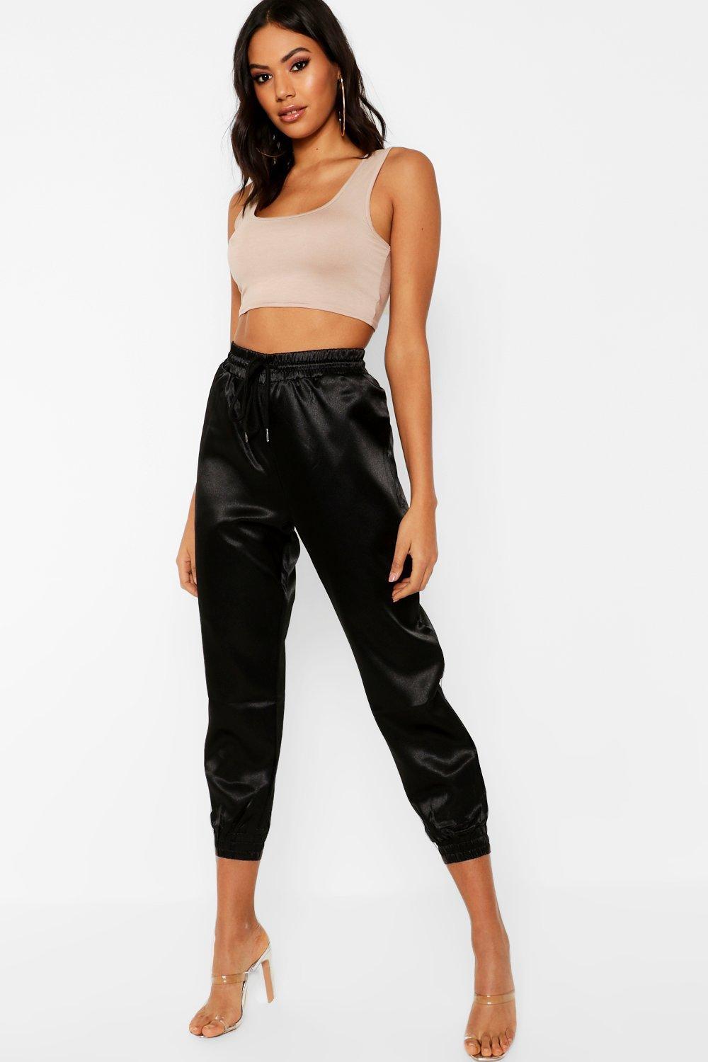 boohoo satin joggers