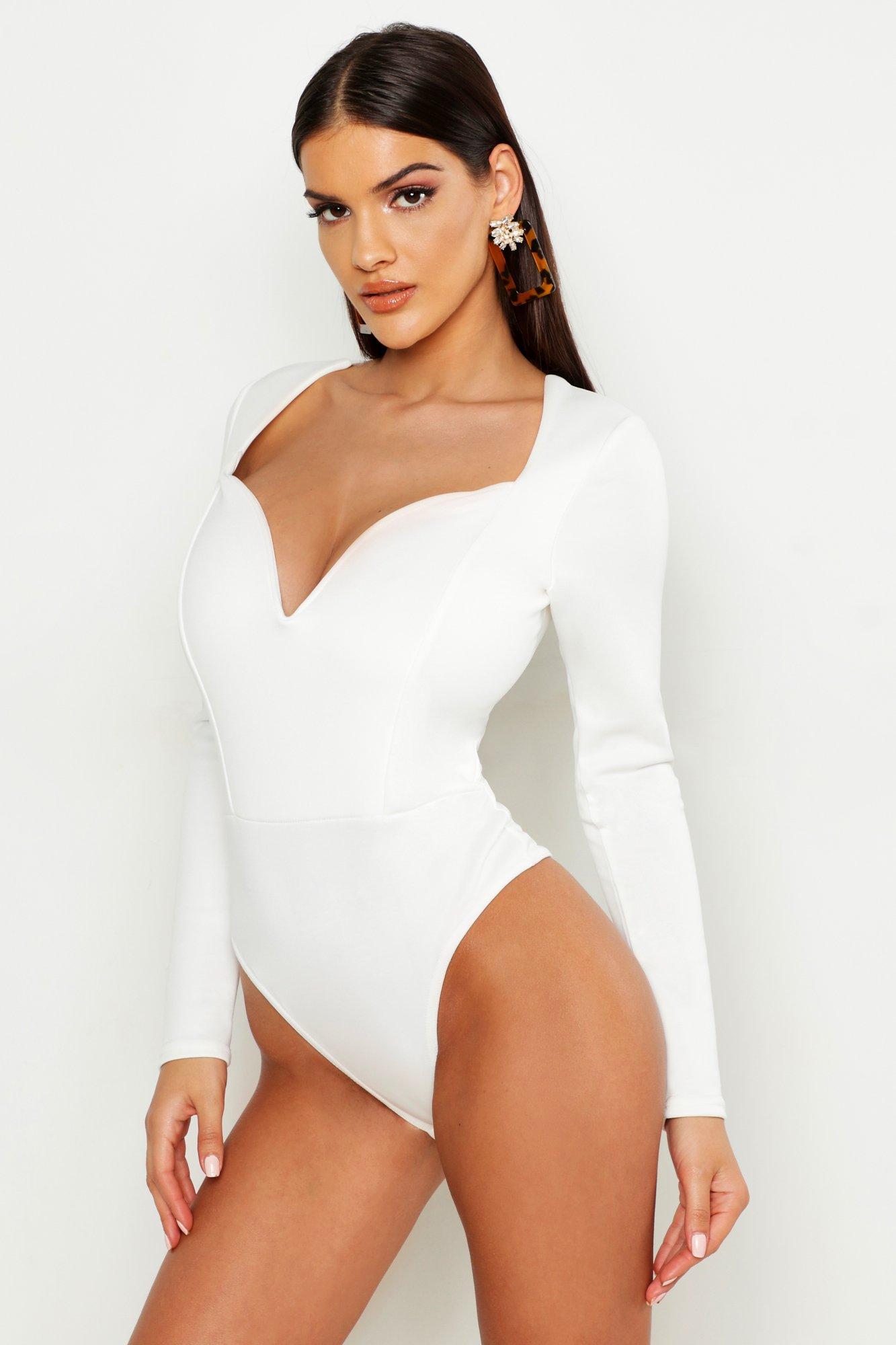 white long sleeve bodysuit outfit