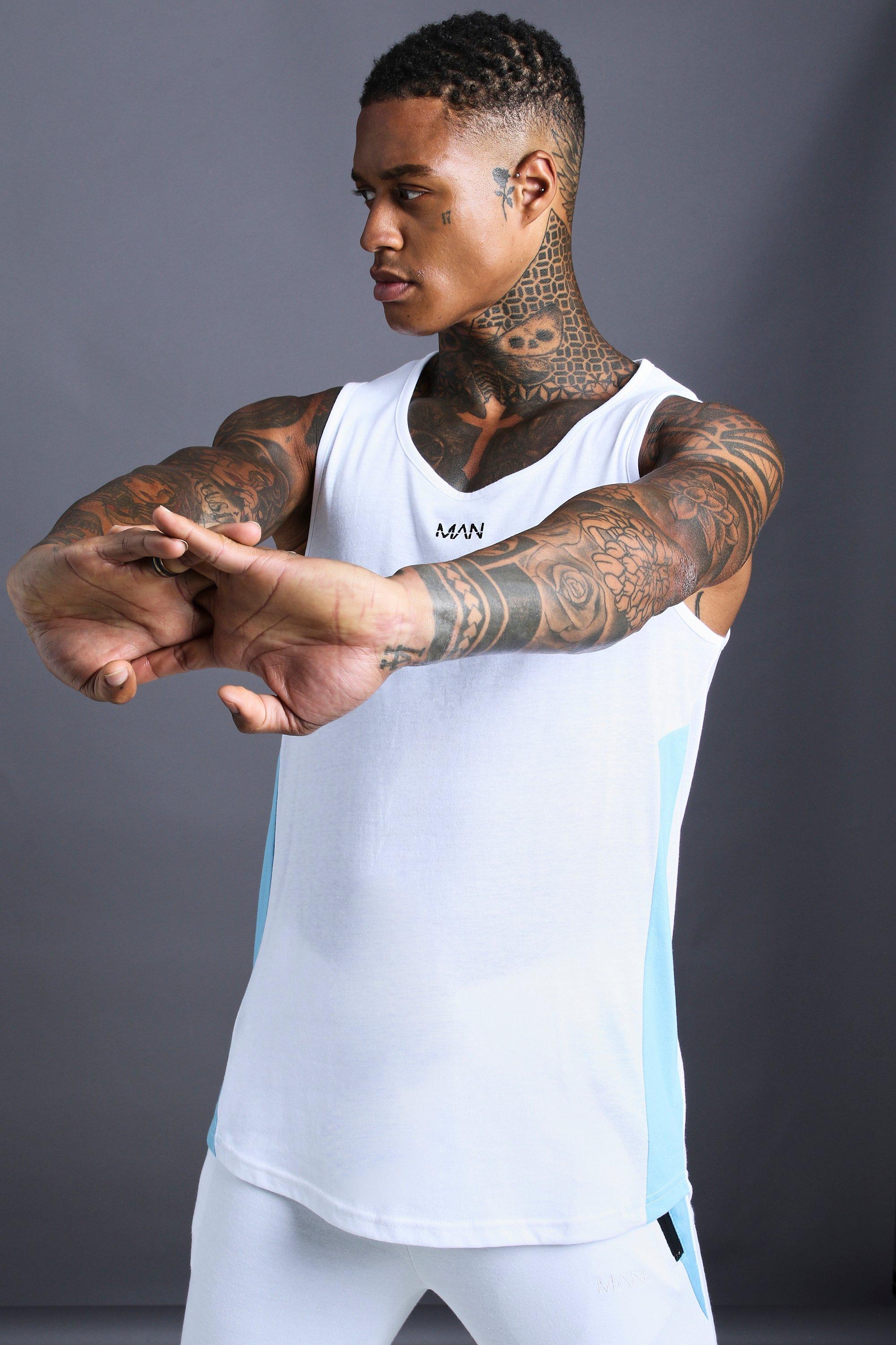 Boohoo Man Longline Vest With Contrast Side Panel in White ...