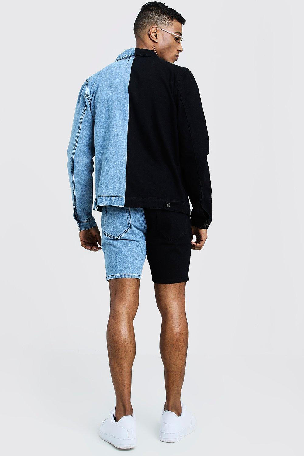 Boohoo Denim Jacket With Contrast Detail in Blue for Men - Lyst