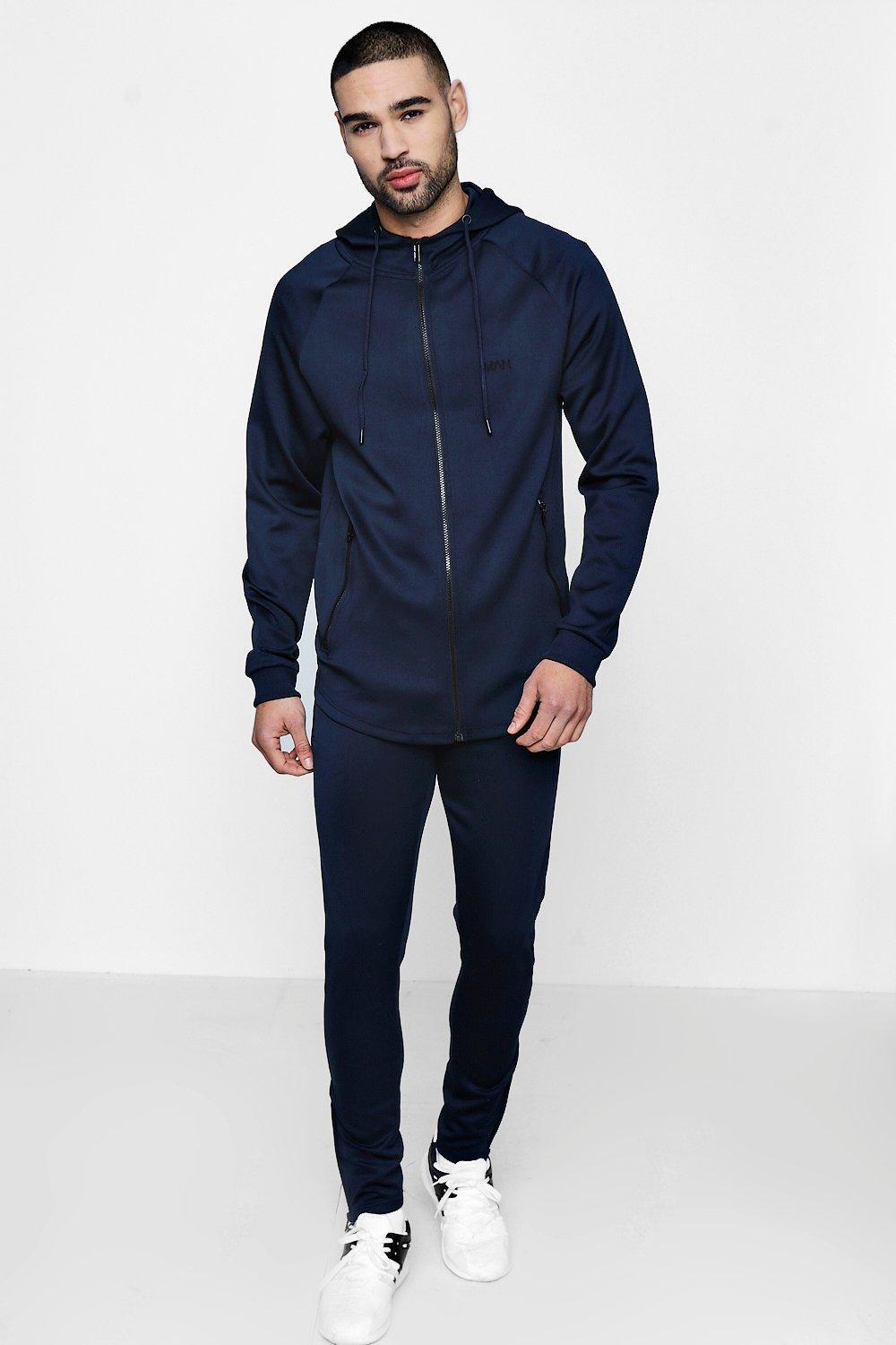Boohoo Skinny Fit Man Tracksuit In Tricot in Blue for Men - Lyst
