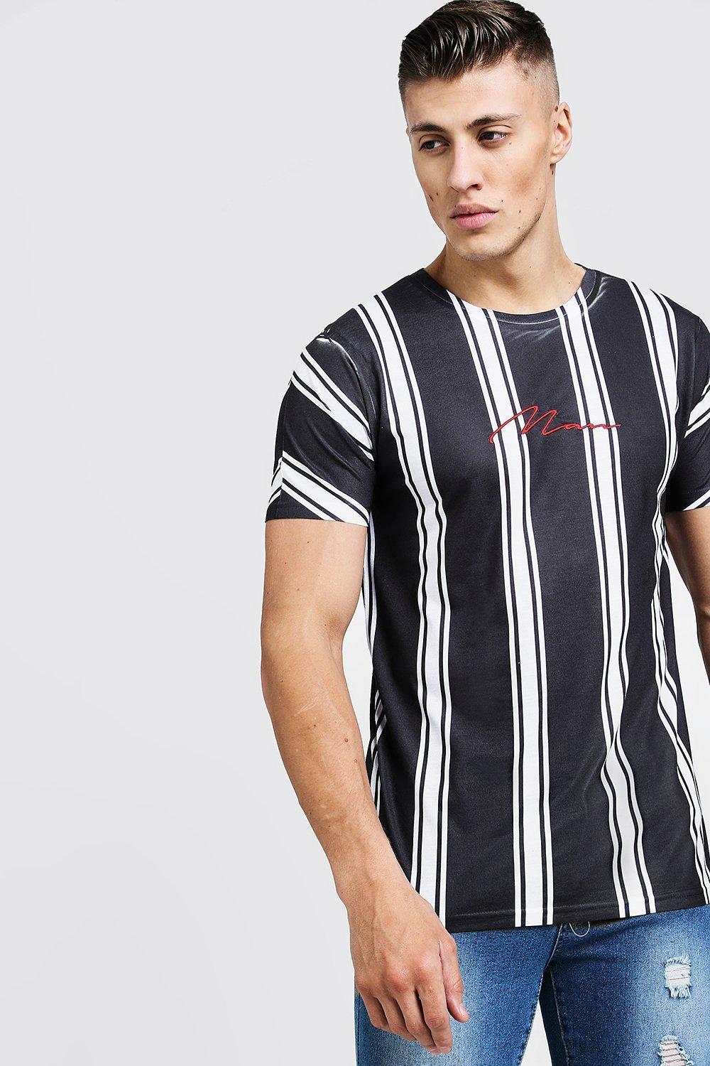 Boohoo Man Signature Stripe T-shirt in Blue for Men - Lyst