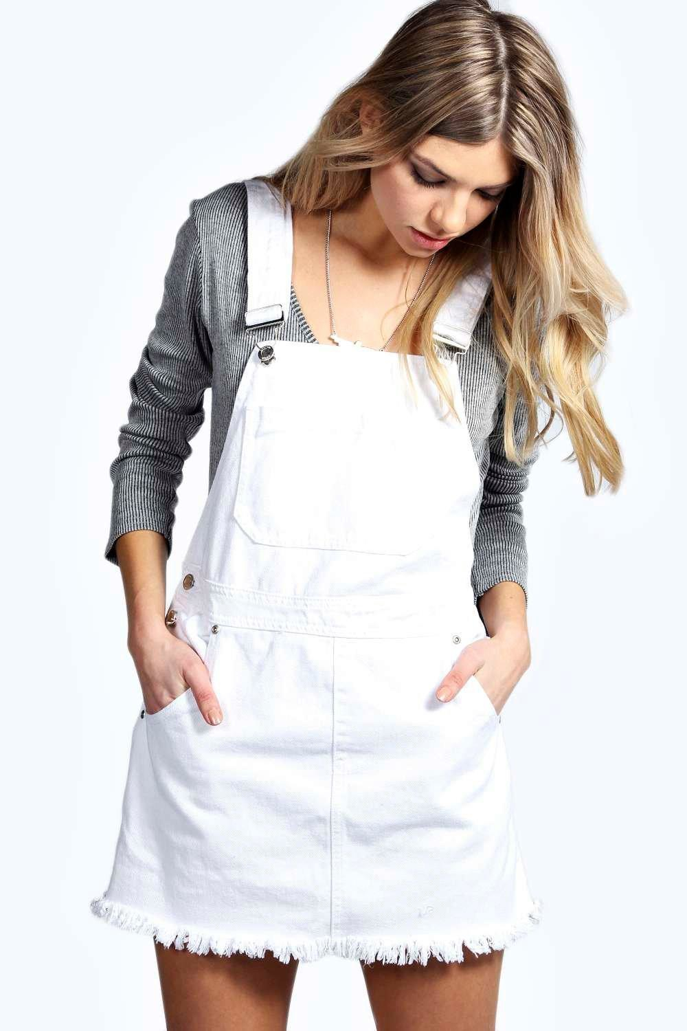 iphone 11 ee cases Dress Dungaree White in Pinafore Daisy Denim Boohoo White