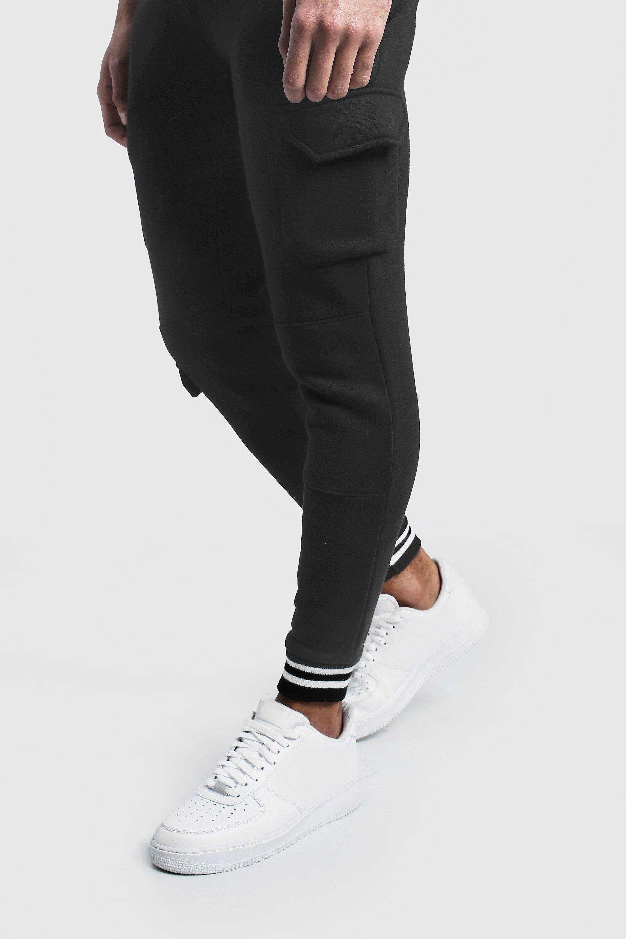 Lyst - Boohoo Cargo Joggers With Sports Rib Detail in Black for Men