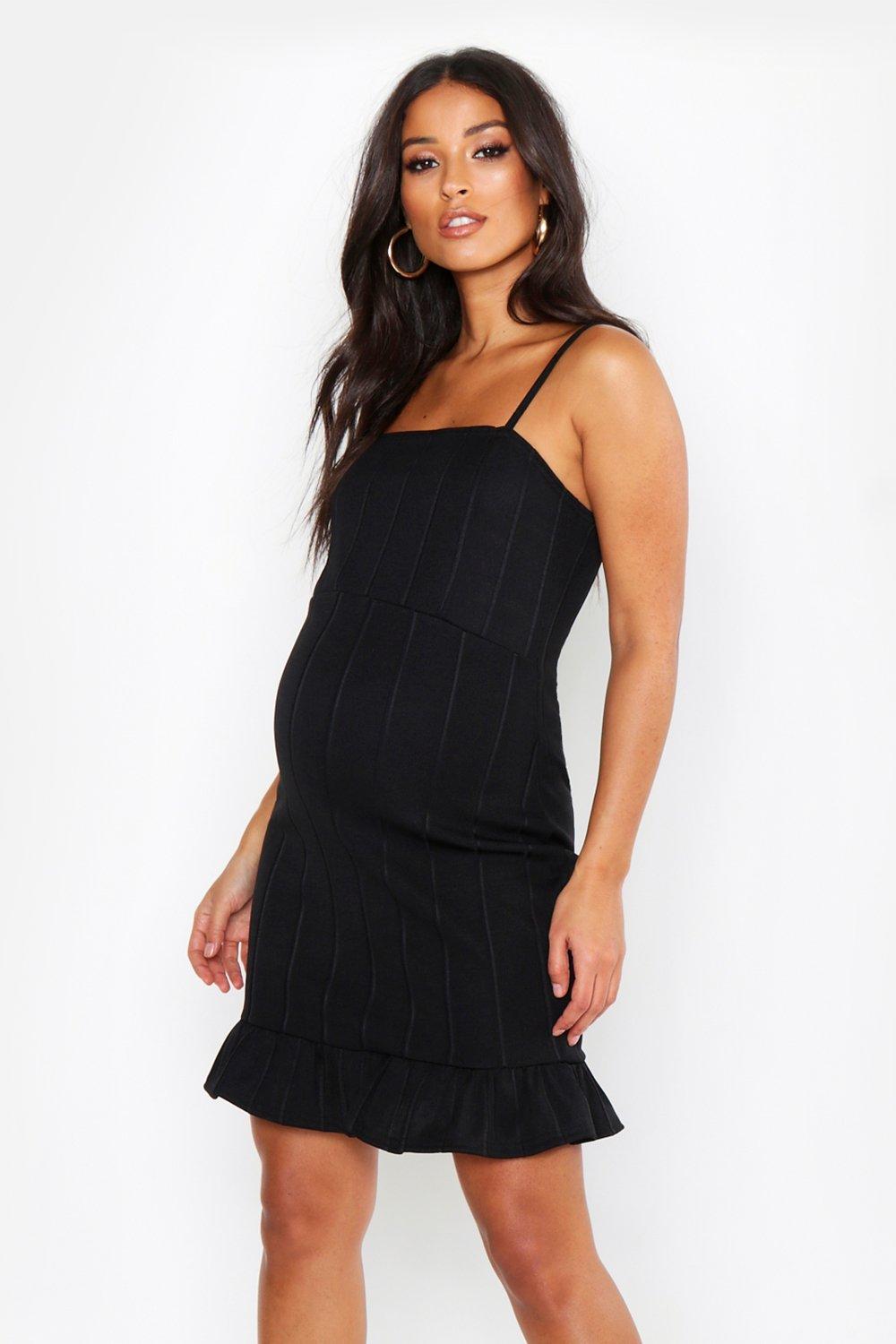 Boohoo Maternity Bandage Ruffle Bodycon Dress in Black Lyst