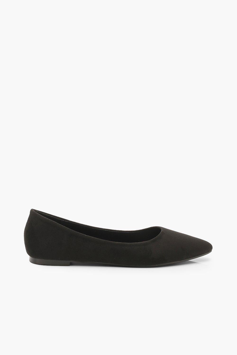Boohoo Basic Pointed Flats in Black - Lyst