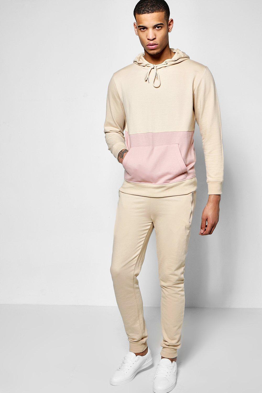 Lyst - Boohoo Cut & Sew Hooded Tracksuit in Pink for Men