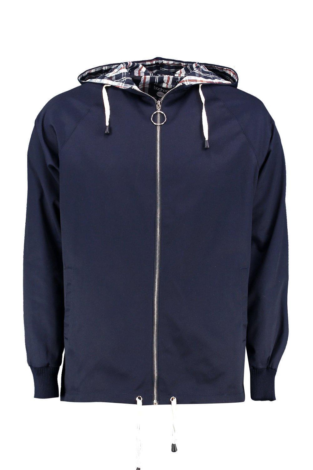 Download Lyst - Boohoo Hooded Cotton Harrington Jacket in Blue for Men