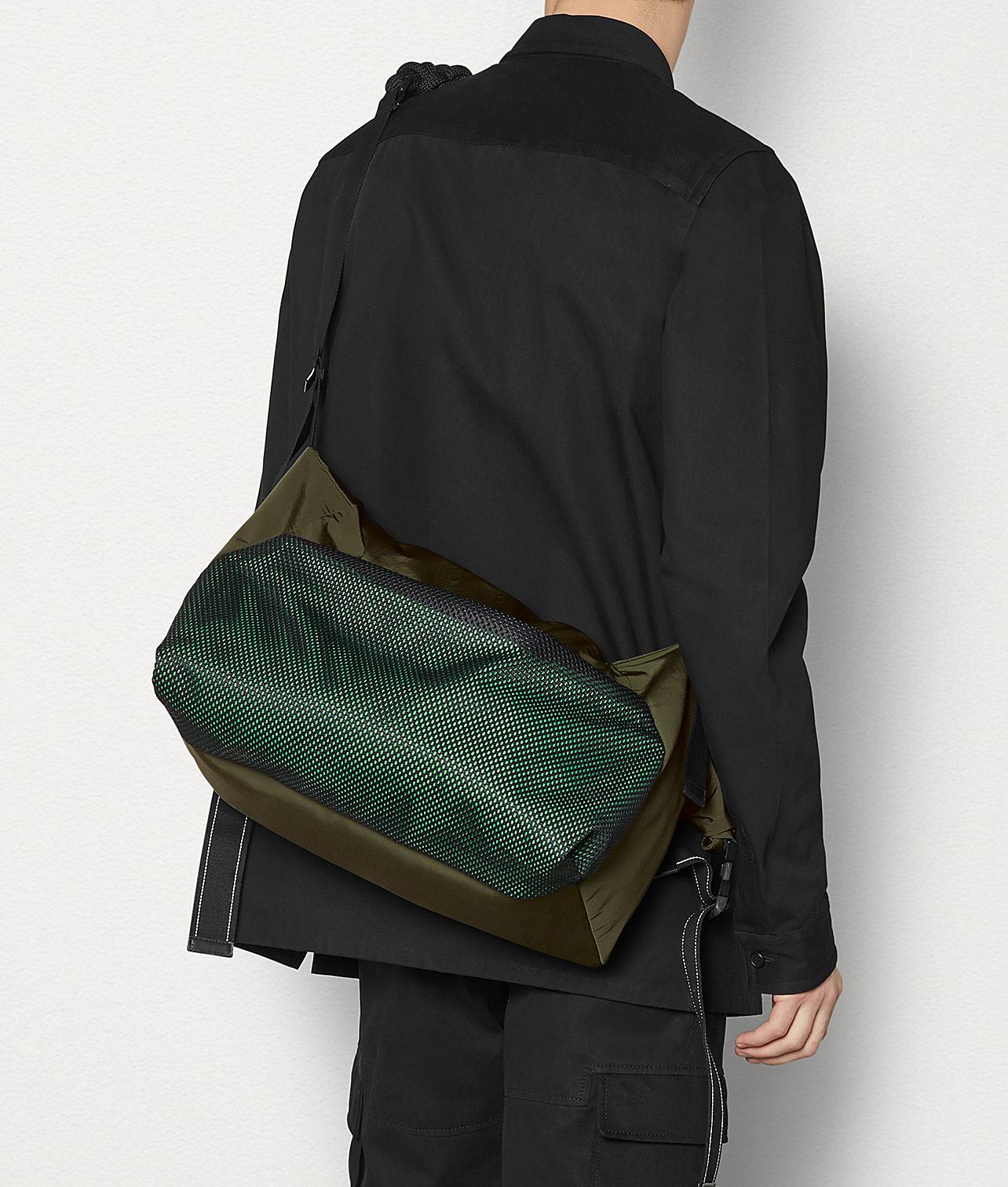Bottega Large Messenger Bag In Paper Touch Nylon in Green for