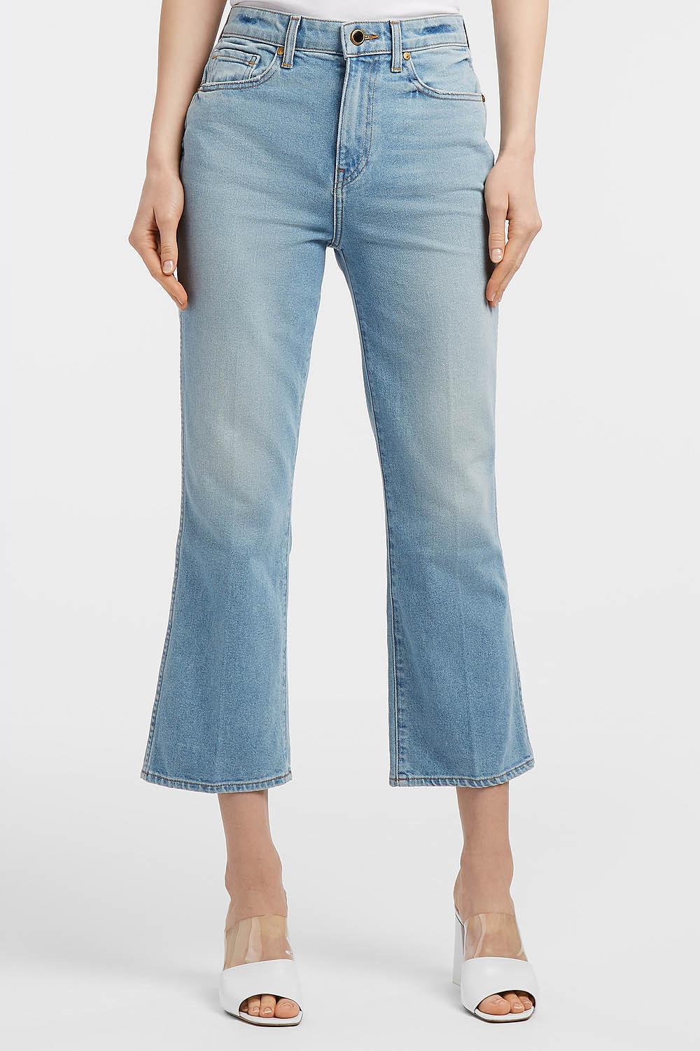 Khaite Denim Benny Cropped Flared Jeans in Blue Lyst