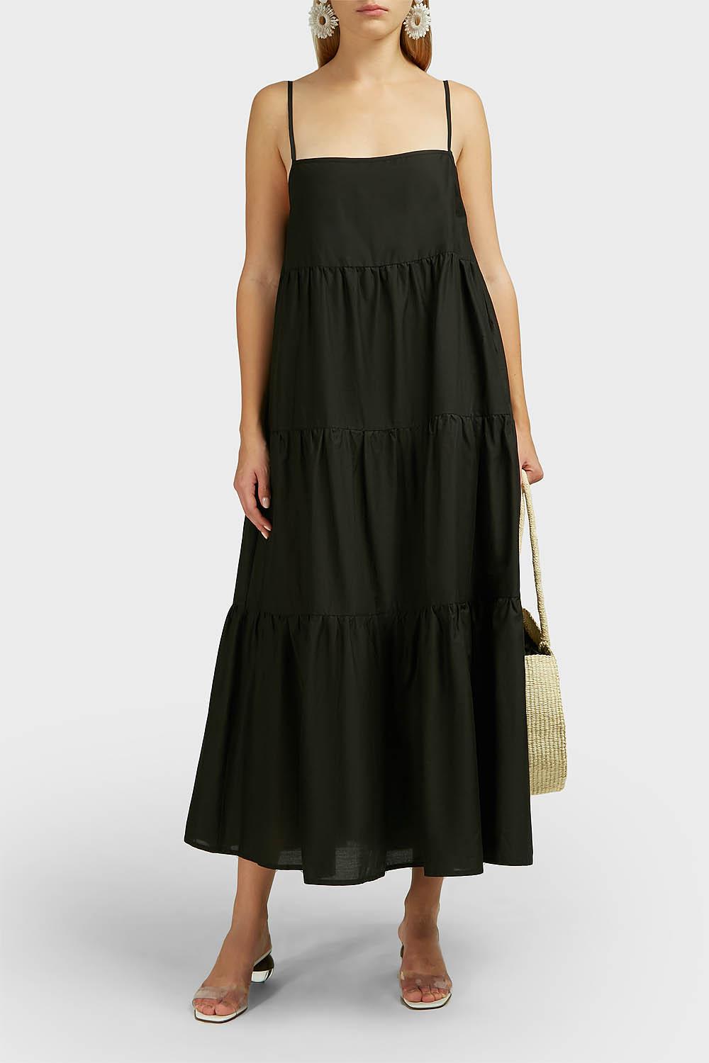 Matteau The Tiered Cotton Maxi Dress in Black - Lyst