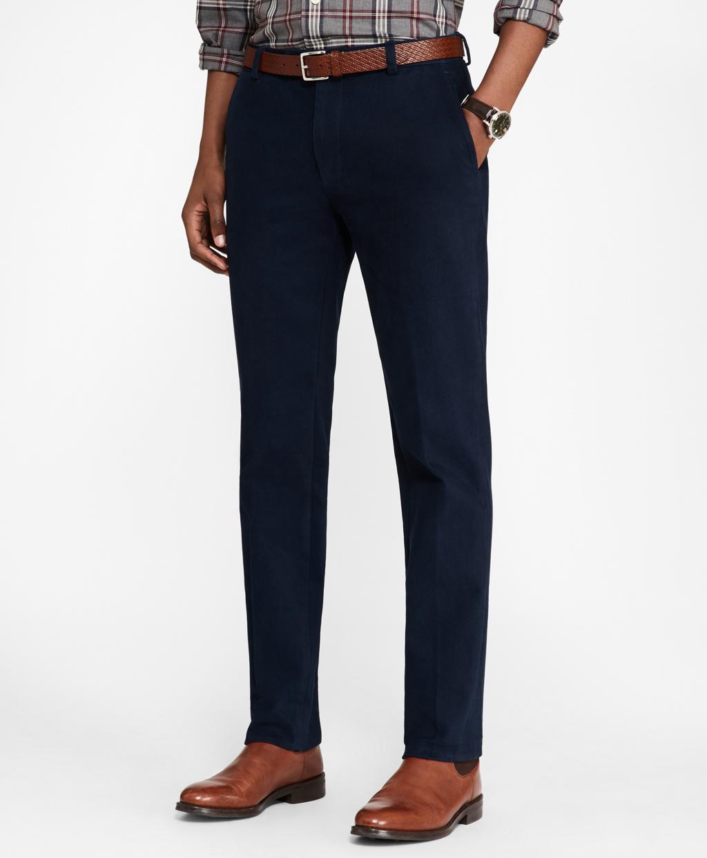 Lyst - Brooks Brothers Milano Fit Brushed Twill Stretch Chinos in Blue ...