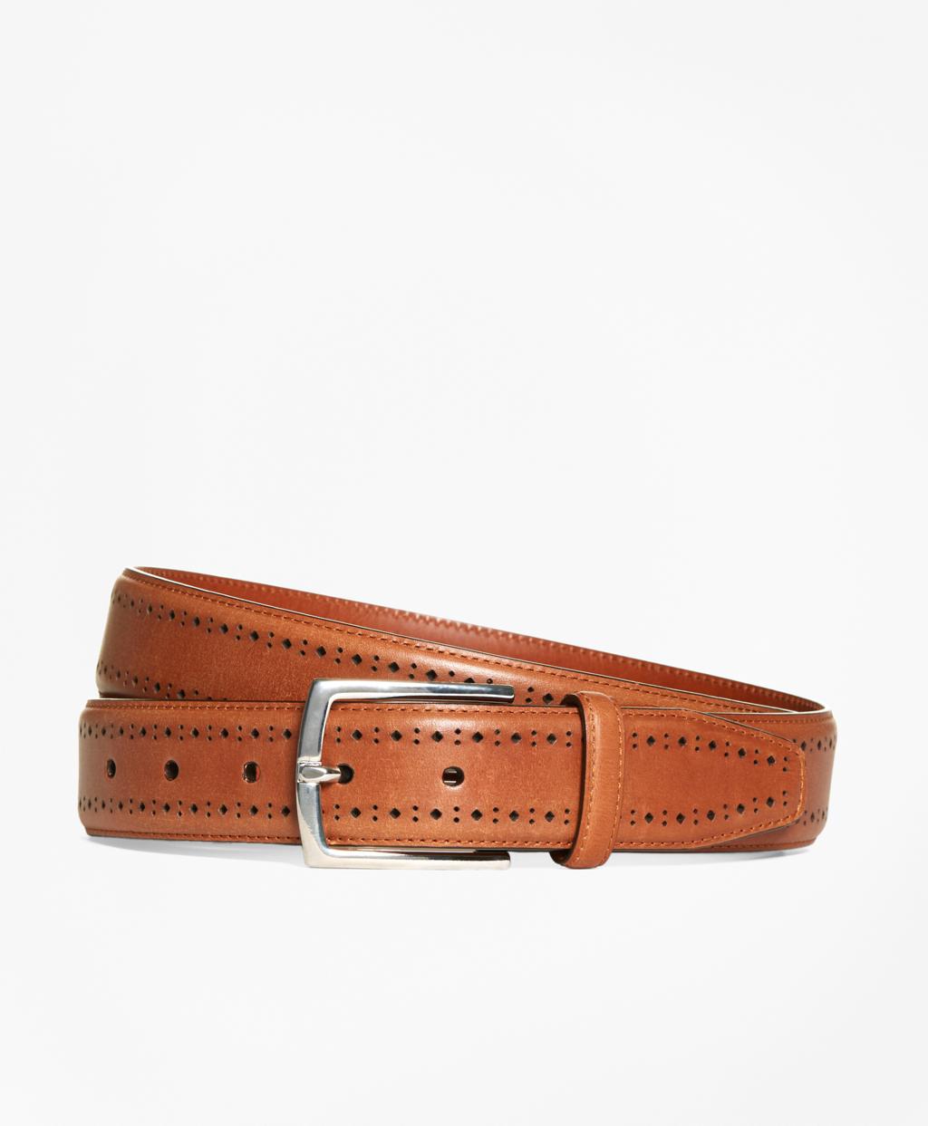 Lyst - Brooks Brothers Leather Perforated Belt in Brown for Men