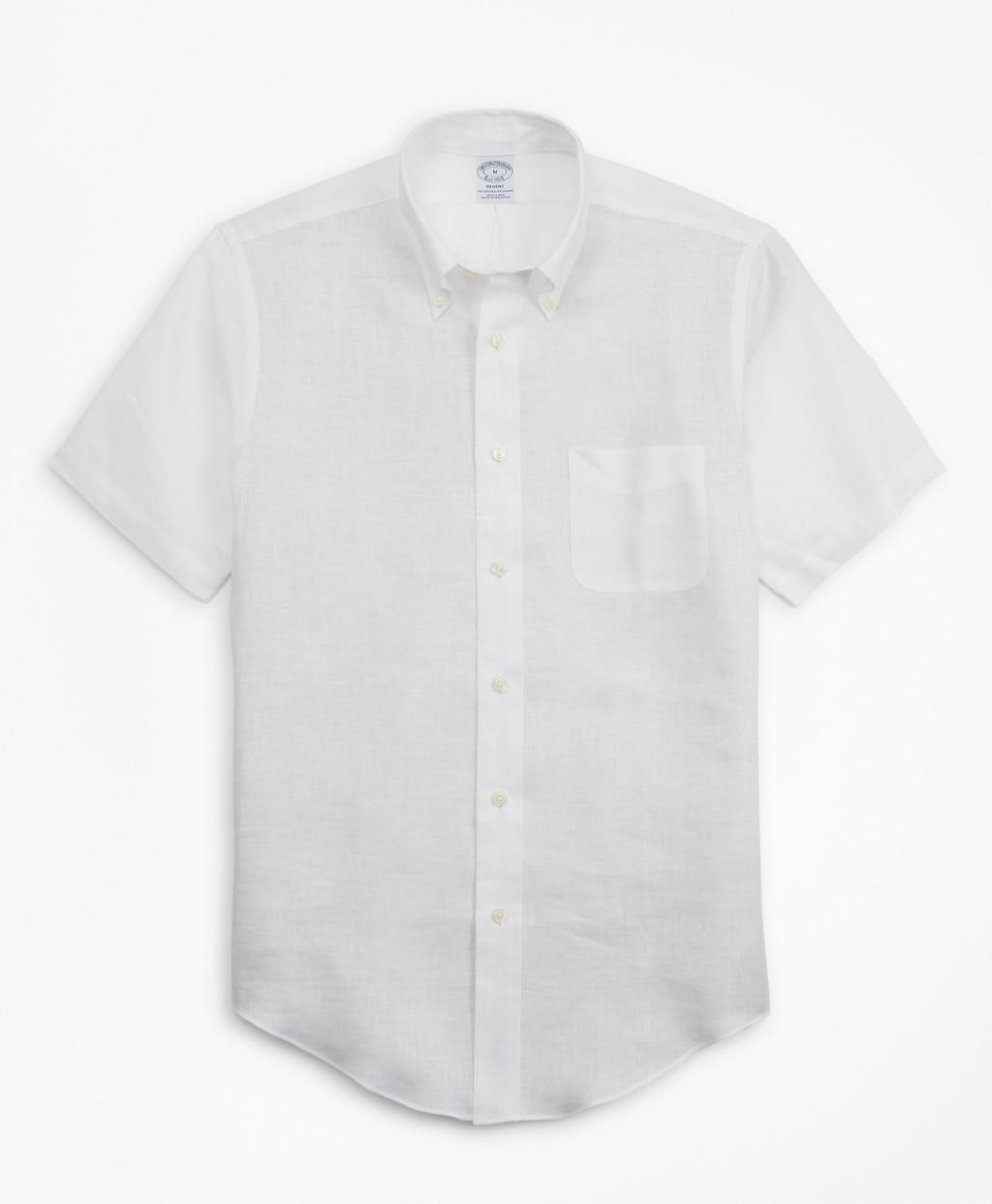 Brooks Brothers Slim Fit Irish Linen Short-sleeve Sport Shirt in White ...