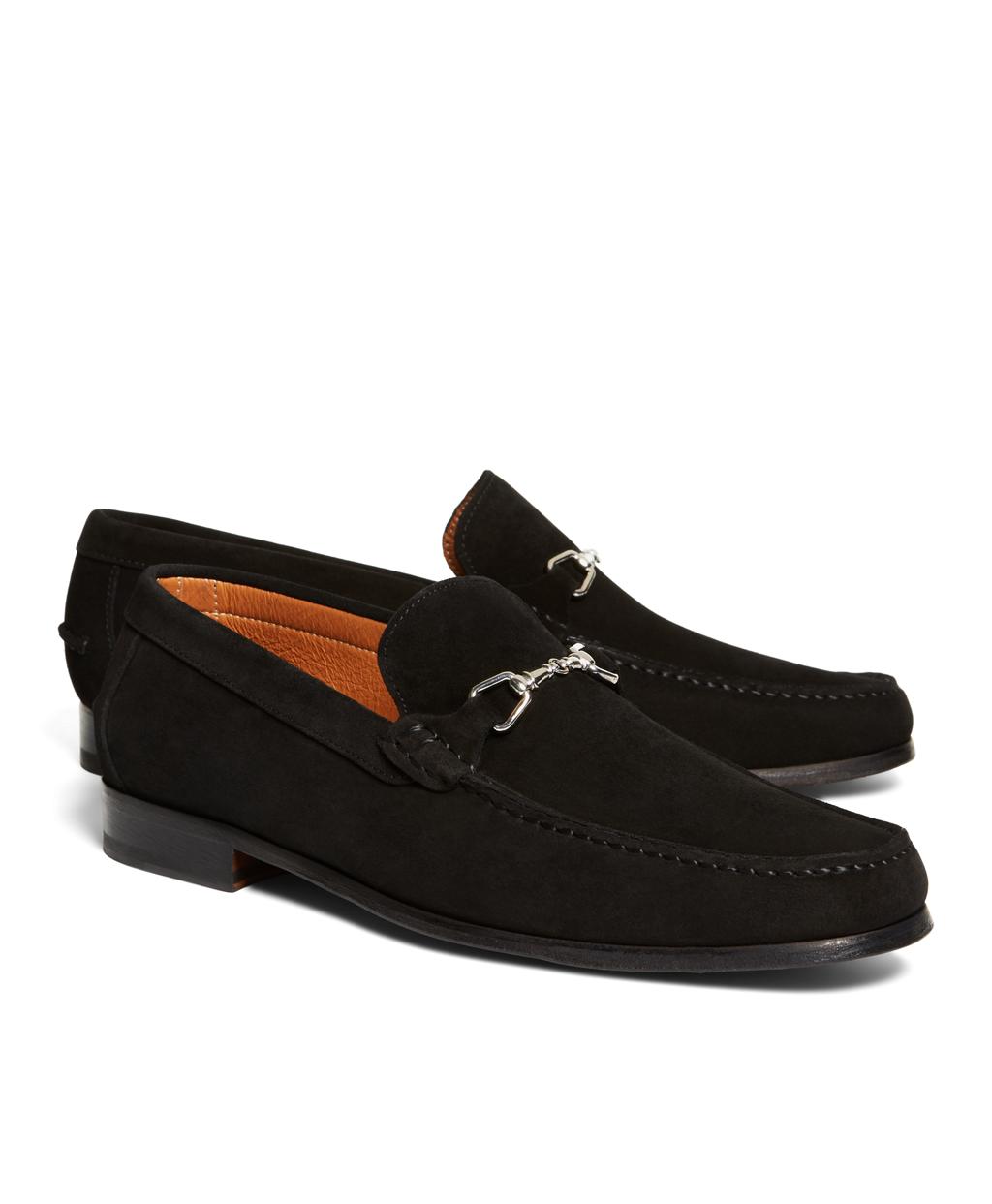 Lyst - Brooks Brothers Suede Buckle Loafers in Black for Men
