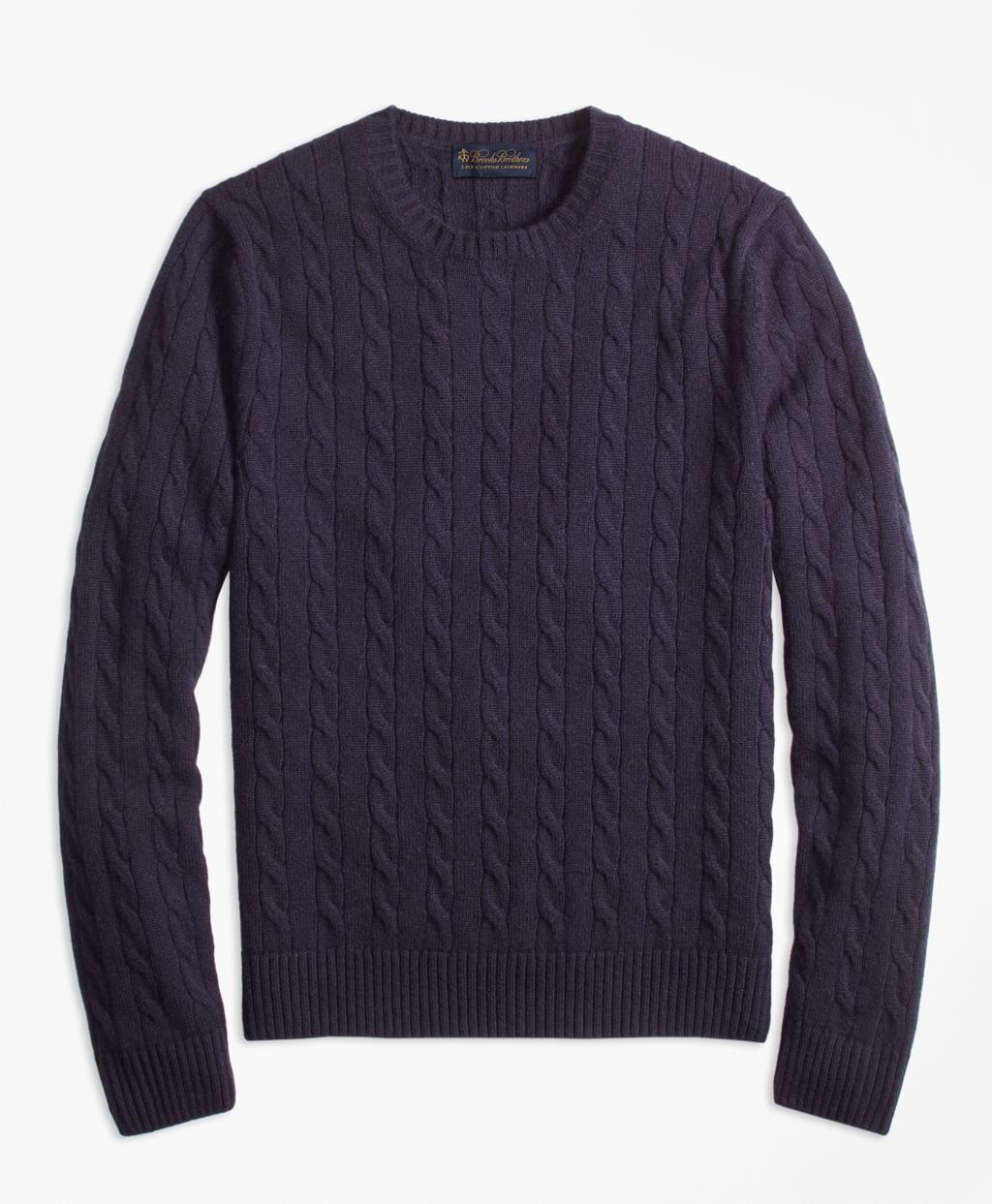Lyst - Brooks Brothers Two-ply Cashmere Cable Crewneck Sweater in Blue ...
