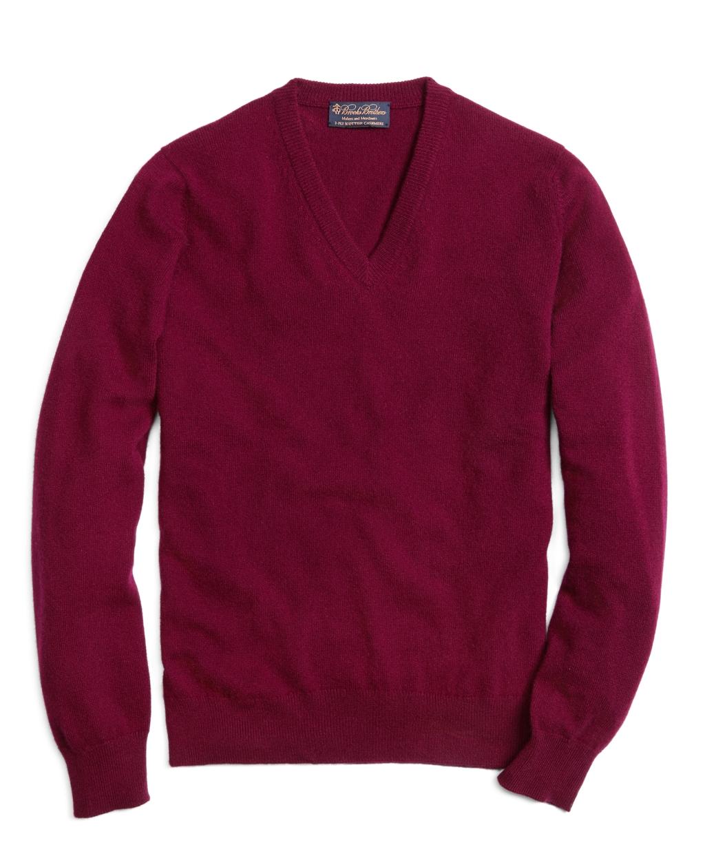 Brooks Brothers Cashmere V-neck Sweater in Purple for Men - Lyst