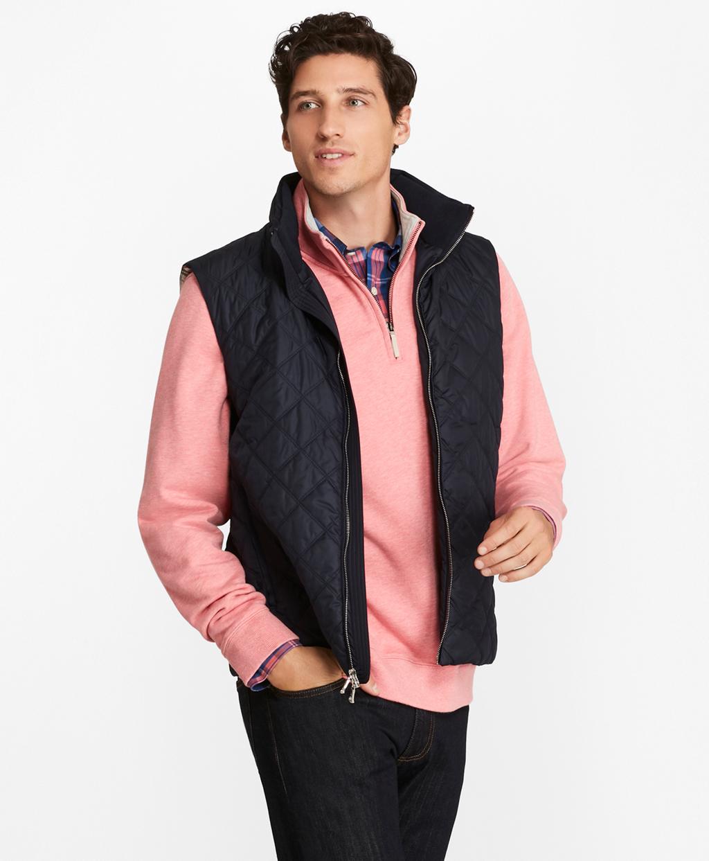 Brooks Brothers Diamond Quilted Vest in Navy (Blue) for Men - Save 25% ...