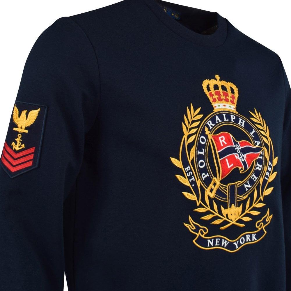 Polo Ralph Lauren Navy Embroidered Crest Logo Sweatshirt in Blue for Men - Lyst