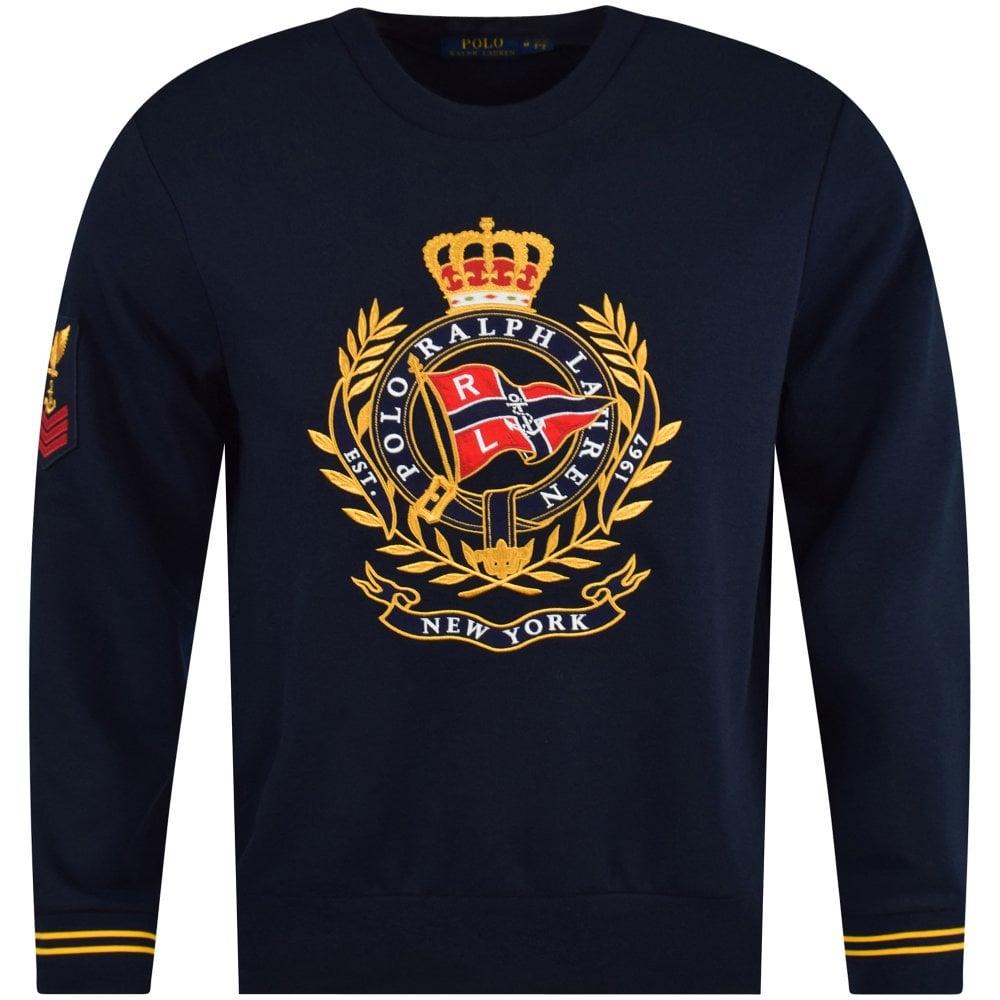 Polo Ralph Lauren Navy Embroidered Crest Logo Sweatshirt in Blue for Men - Save 20% - Lyst