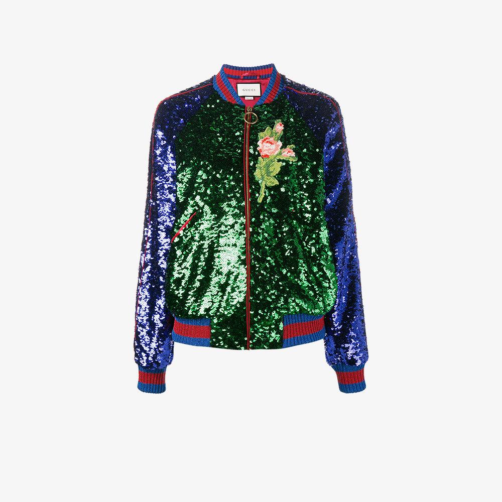 Gucci Sequin Embellished Bomber Jacket in Green - Save 12% | Lyst