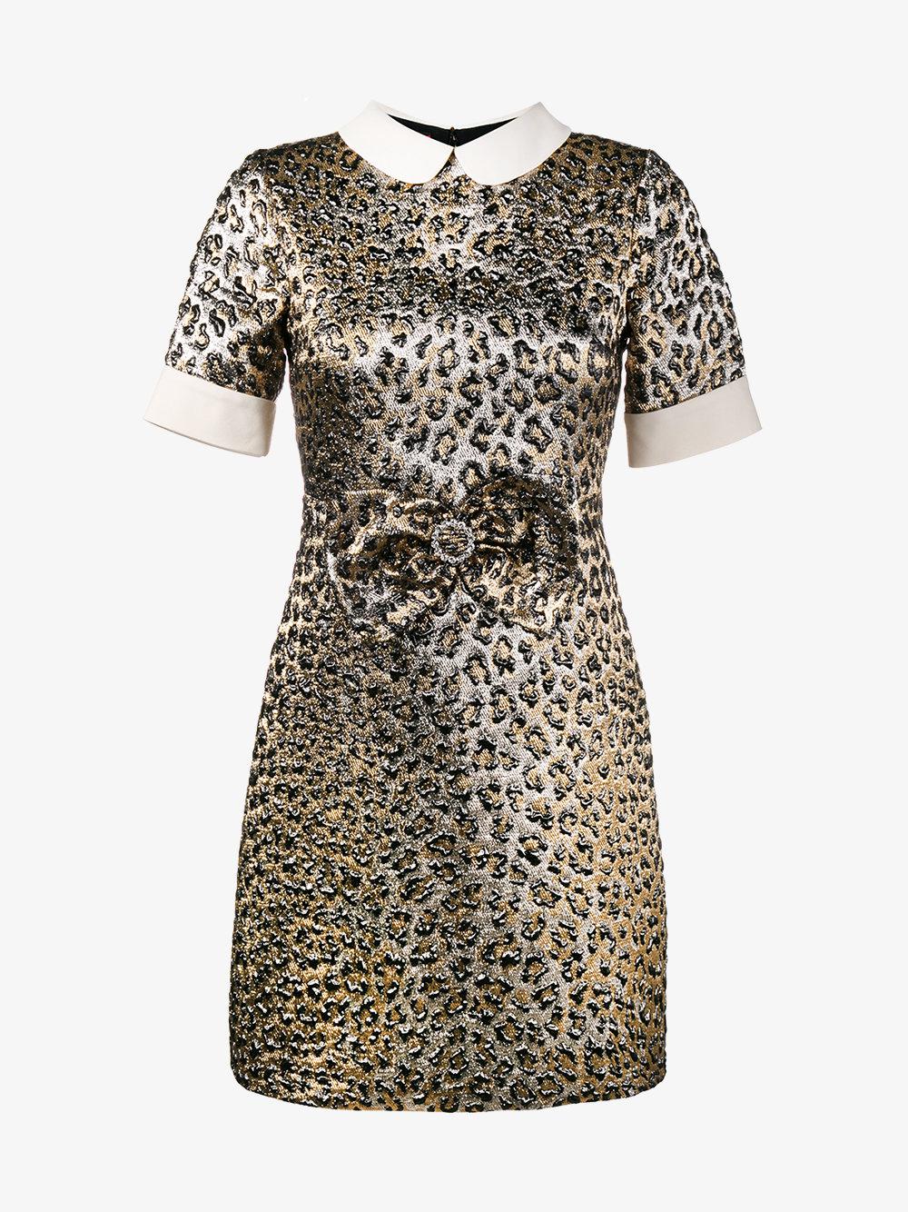 Gucci Leopard Jacquard Lame Dress in Black Lyst