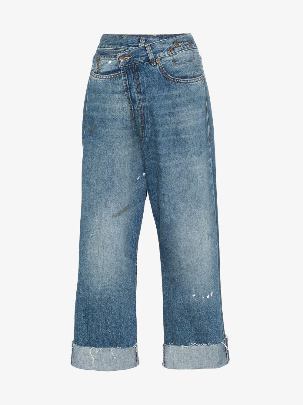 R13 Crossover Asymmetric High-rise Straight-leg Jeans in Blue - Lyst