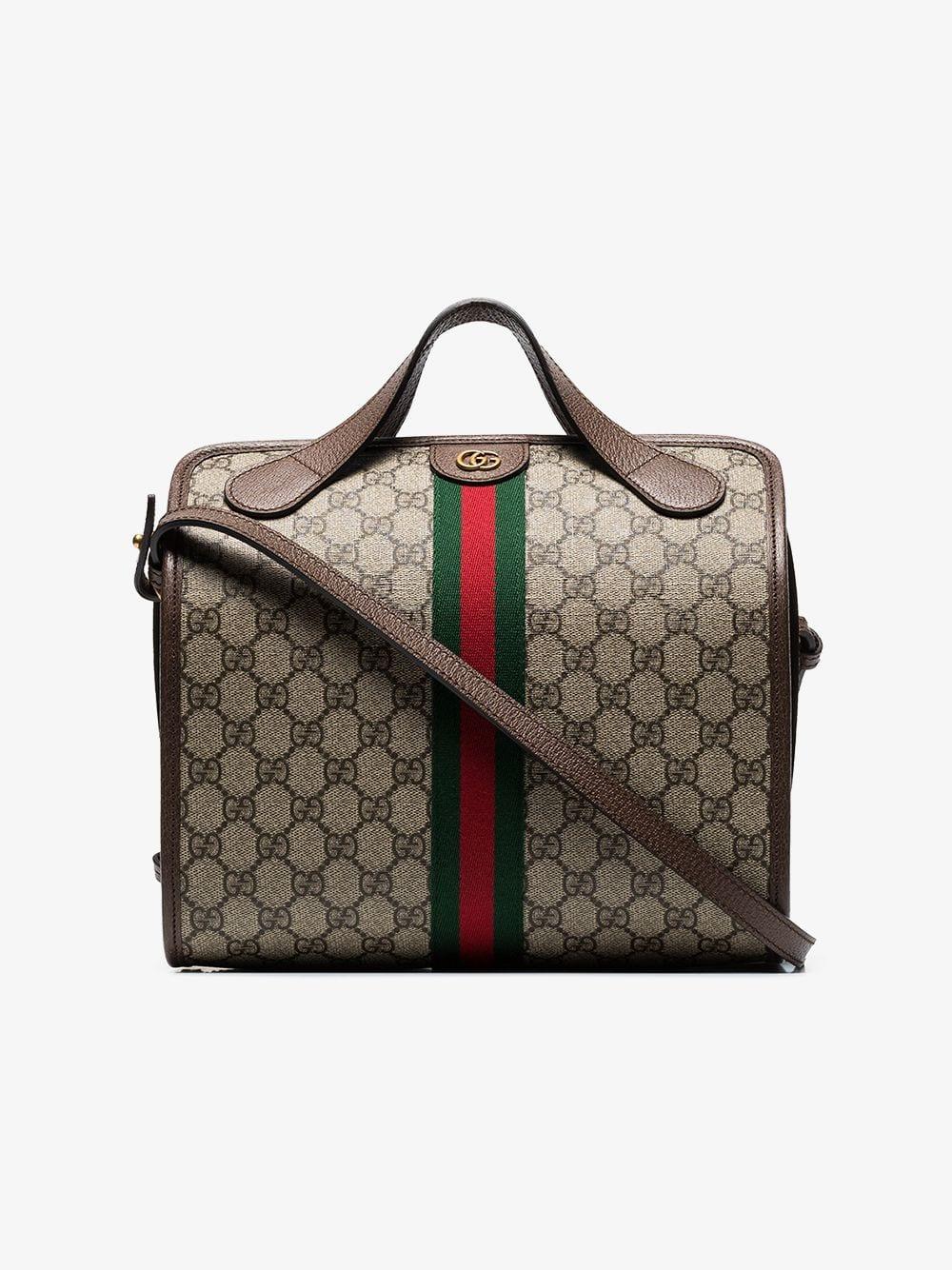 Lyst - Gucci Beige And Brown Supreme Ophidia Mini Duffle Bag Tote in Brown