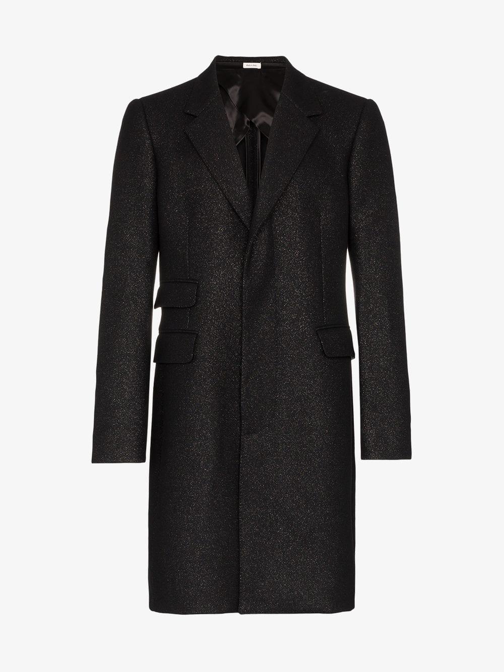 Alexander McQueen Single-breasted Crombie Coat in Black for Men - Lyst