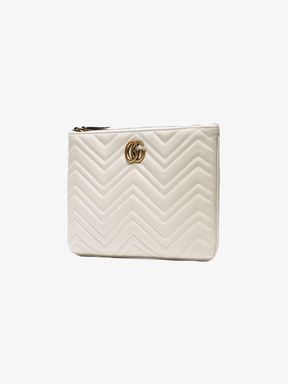 Gucci White Quilted-leather GG Clutch Bag in White - Lyst