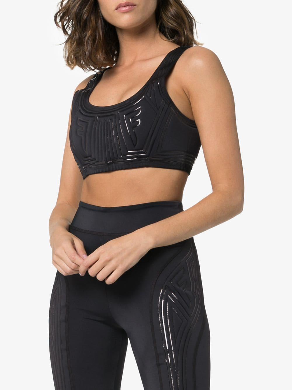 Fendi Synthetic F-embroidered Sports Bra in Black - Lyst