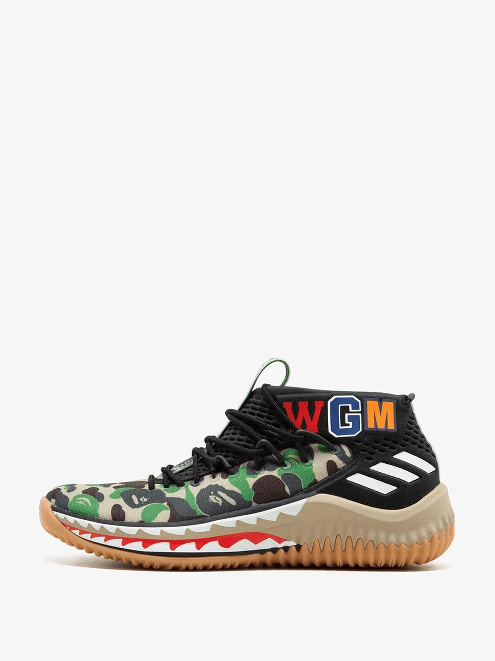 adidas Multicoloured X Bape Dame 4 Sneakers in Black for