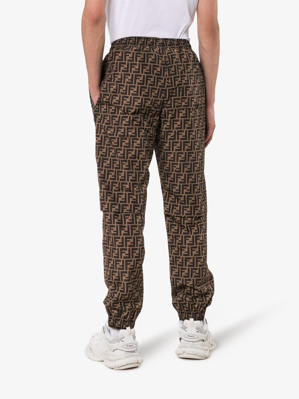 Fendi Ff Logo Print Sweatpants in Brown for Men - Lyst