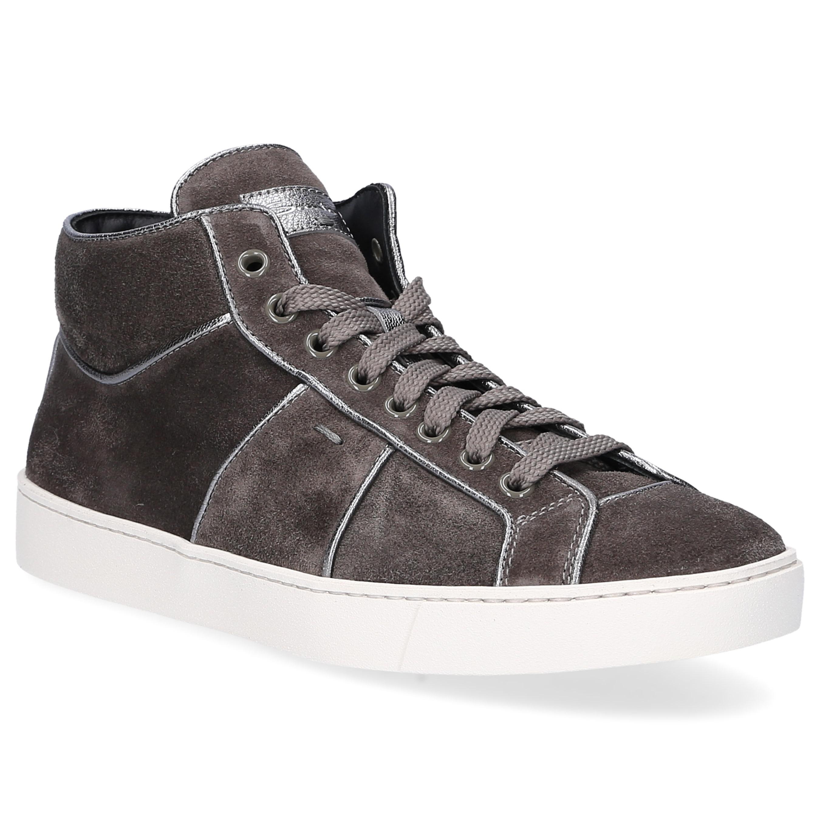 Lyst - Santoni High-top Sneakers 60429 Suede Taupe in Gray