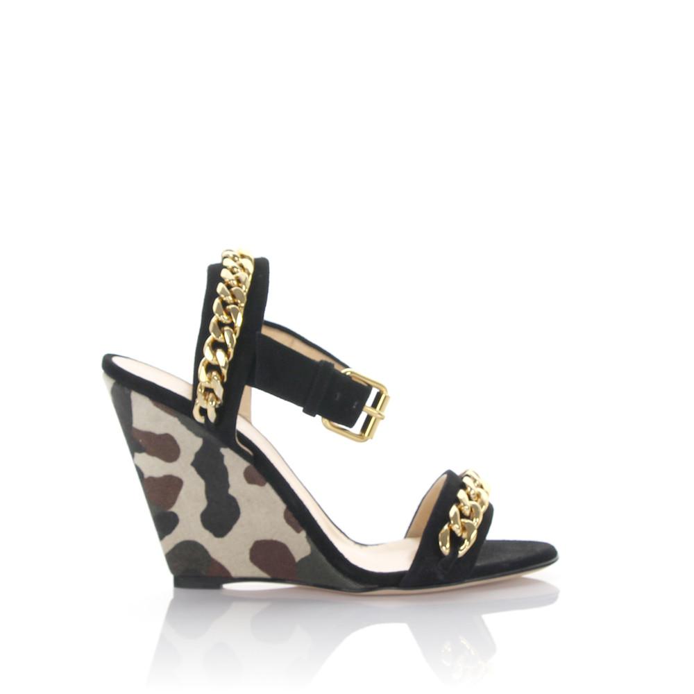Giuseppe Zanotti Gold Chain Wedge Sandals in Gold (black) | Lyst