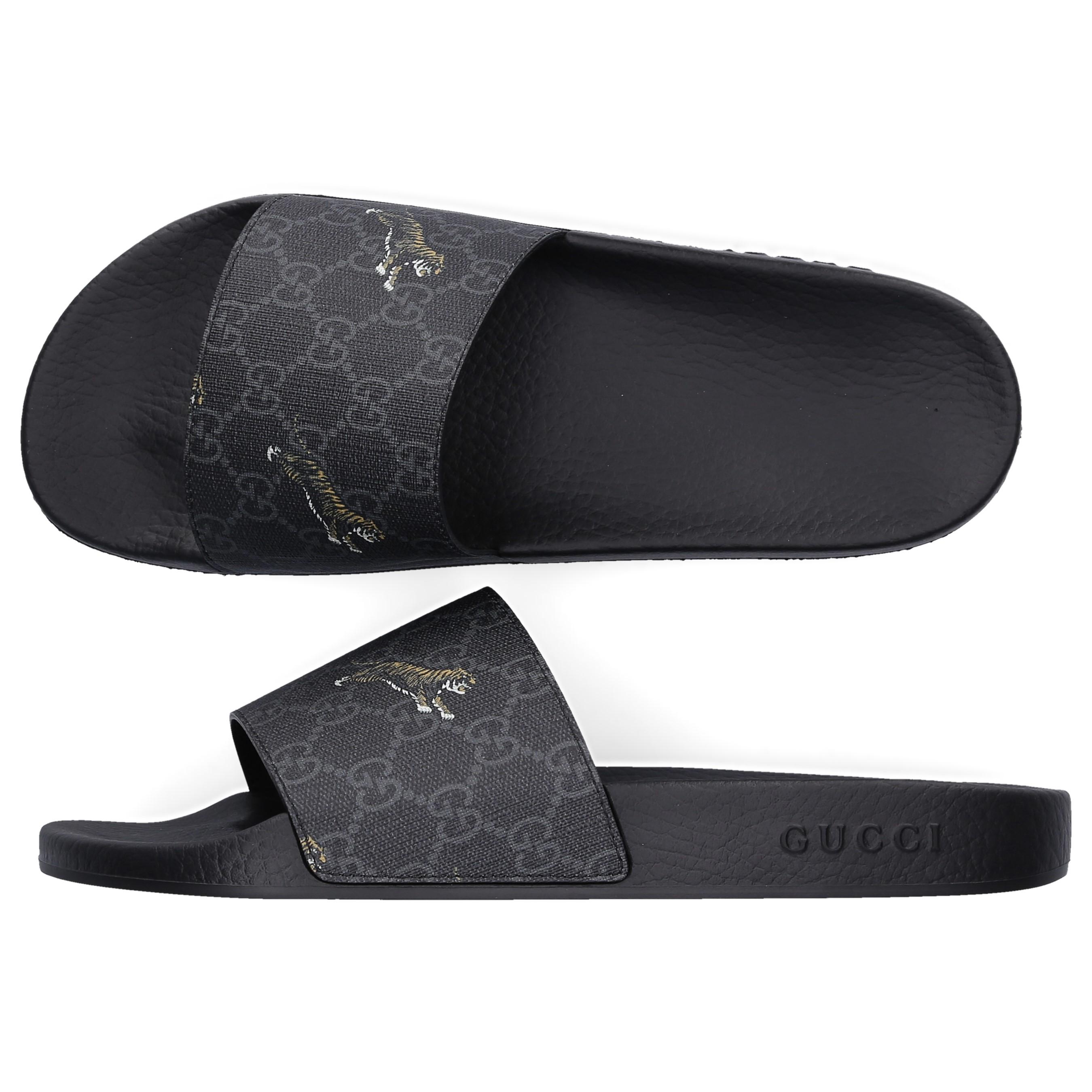 Gucci Beach Sandals Tigers Print in Gray for Men - Lyst