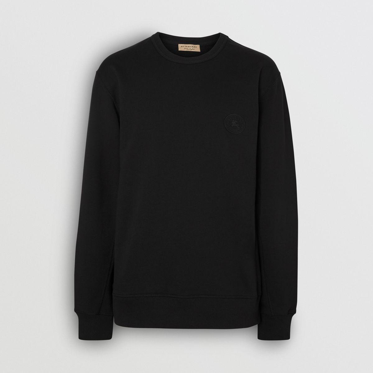 Burberry Embroidered Crest Cotton Sweatshirt in Black for Men - Lyst