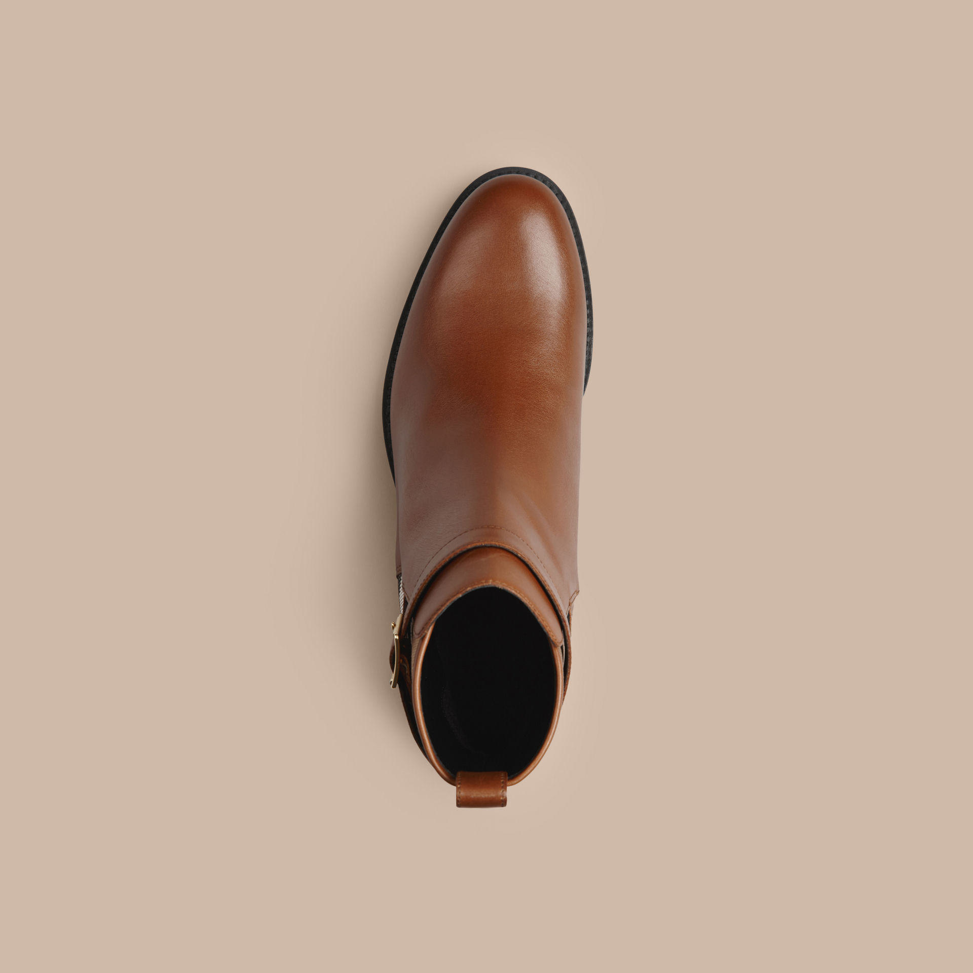 burberry house check leather bootie