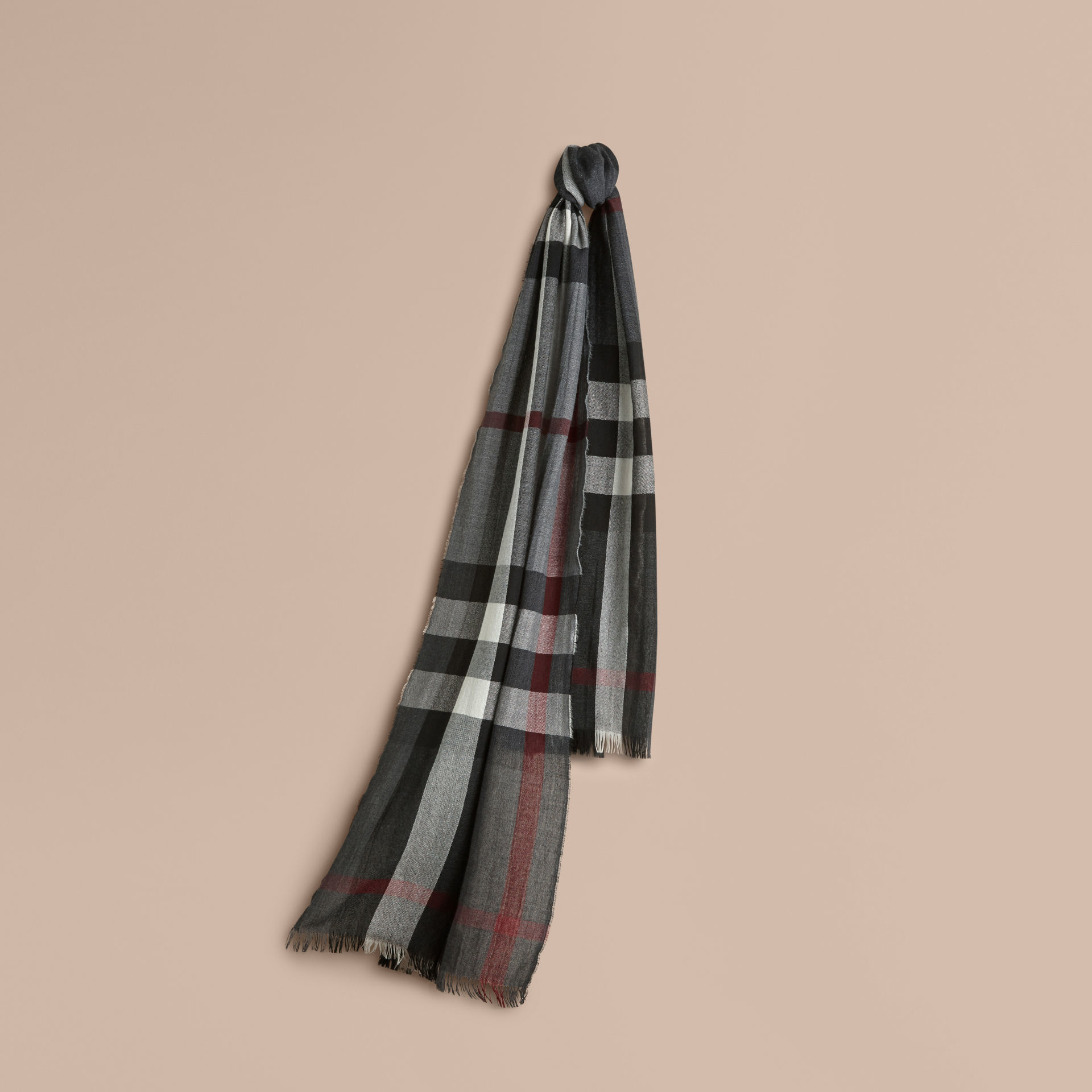 Burberry Lightweight Check Wool Cashmere Scarf Charcoal In Gray For Men Lyst 1320