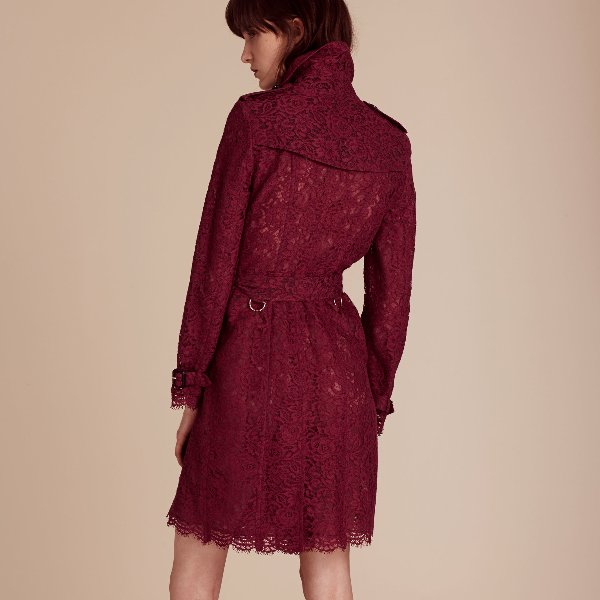 Burberry London Double Ted Wool Cashmere Trench Coat Packaway Ruffle Detail Showerproof Trench Coat Lupin Blue